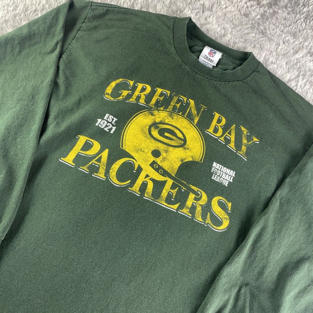 Green Bay Packers Shirt Mens Large Long Sleeve Retro Old School NFL Football